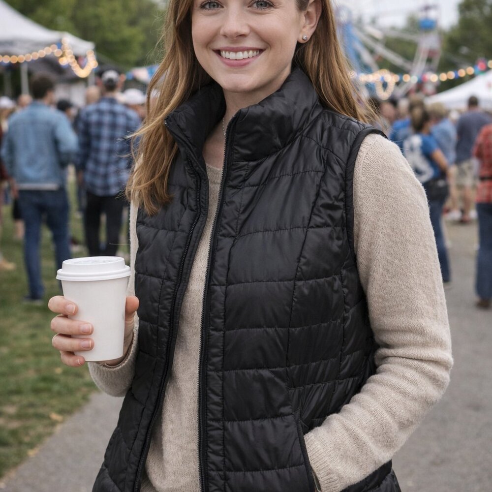 New York & Company Black Quilted Vest – Chic Lightweight Layering Essential for